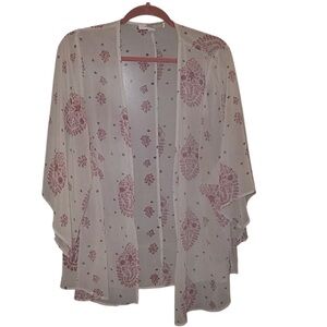 Boho sheer print pattern kimono cover